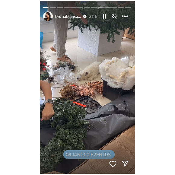 Bruna Biancardi trouxe uma equipe para montar a árvore de Natal em sua casa