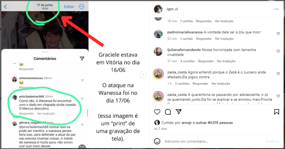 Igor Camargo, acusado de mentir, postou uma das provas que tem que o perfil fake pertence a Graciele Lacerda