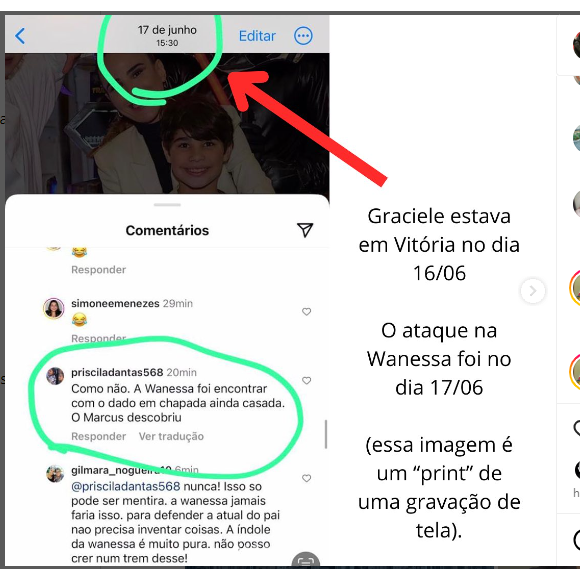 Igor Camargo, acusado de mentir, postou uma das provas que tem que o perfil fake pertence a Graciele Lacerda