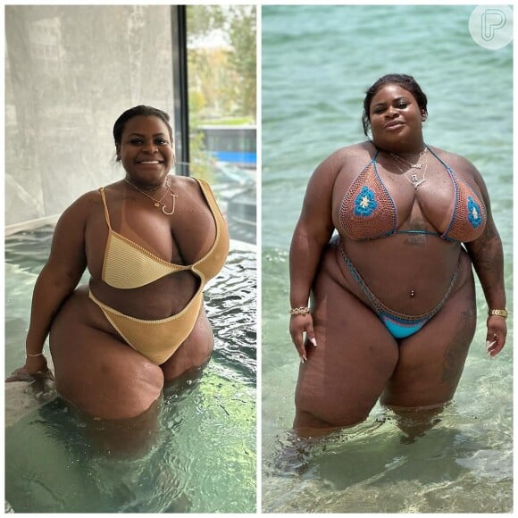Jojo Todynho antes e depois da cirurgia bariátrica: cantora publicou uma montagem recentemente para exibir a perda de peso