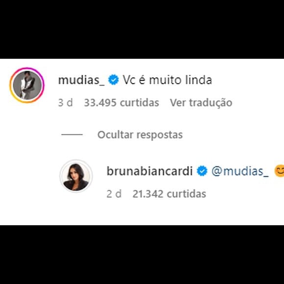 Bruna Biancardi recebeu um elogio de Murilo Dias e respondeu o influencer