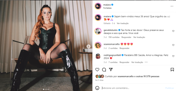 Maiara usa body cavado preto de couro e mostra cintura mais fina em fotos no Instagram