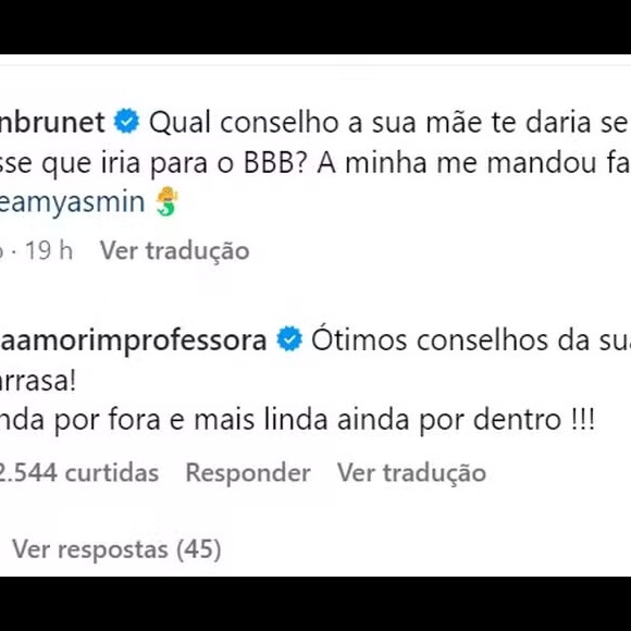 Mãe de MC Daniel declarou apoio à Yasmin Brunet