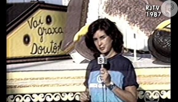 Fátima Bernardes era integrante do quadro de repórteres do RJTV: aqui, ela aparece no jornal em 1987