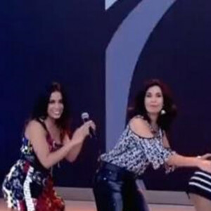 Fátima Bernardes dançou com Anitta no palco do 'Encontro'