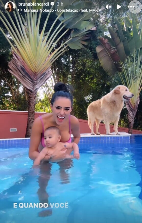 Bruna Biancardi e Mavie encantaram ao surgirem juntas na piscina