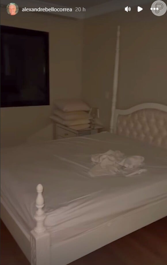 Alexandre Correa mostrou a cama que ficou no apartamento
