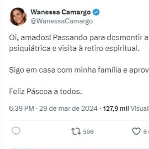 Wanessa Camargo: outro rumor sobre a cantora que circulou nos últimos dias é que ela deve recorrer a um retiro espiritual. A popstar também negou esta informação