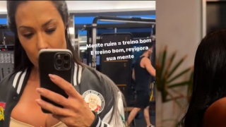 Gracyanne Barbosa surge na academia após separação de Belo e desabafa sobre traição: 'Mente ruim...'