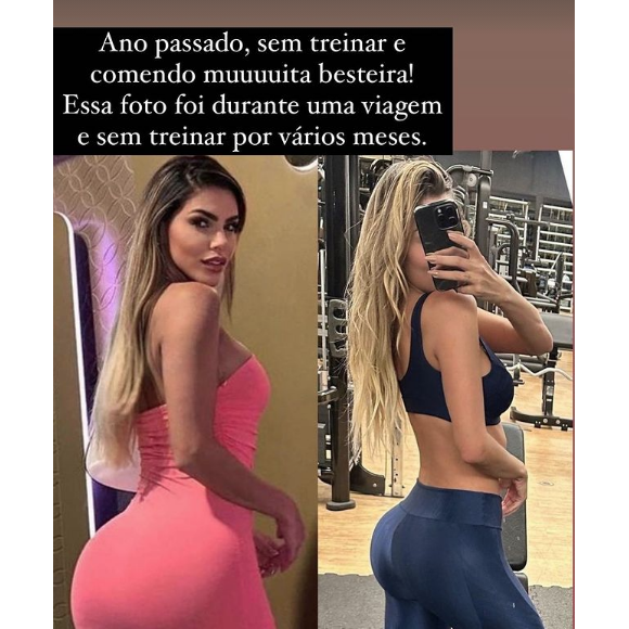 Erika Schneider perdeu 5 kg recentemente e compartilhou seu antes e depois nas redes sociais