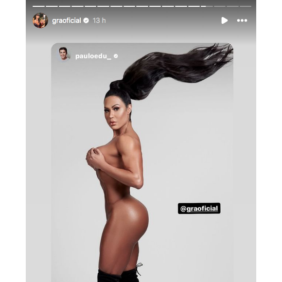 Gracyanne Barbosa compartilhou a publicação do fotógrafo Paulo Eduardo, que relembrou um ensaio feito com a musa em 2021