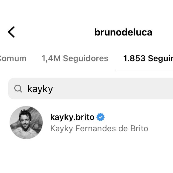 Bruno de Luca ainda segue Kayky Brito no Instagram