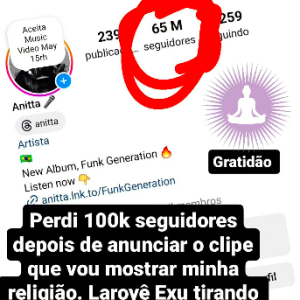 Anitta se pronunciou após a perda de seguidores e detonou: 'Não me serve mais'