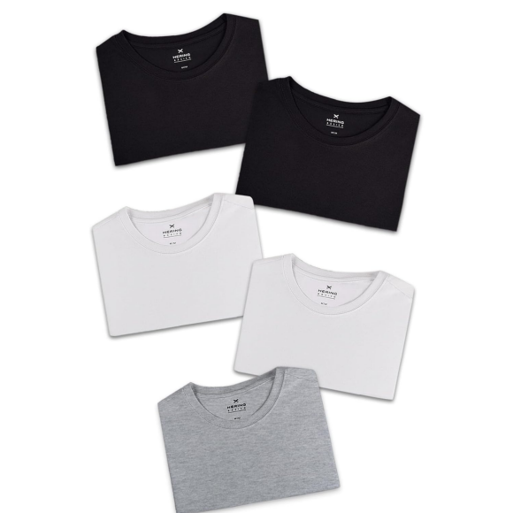 Kit Com 5 Camisetas Slim Básicas, Hering