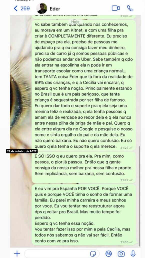 Karoline Lima mostrou novos prints de conversas com Éder Militão e expôs o jogador