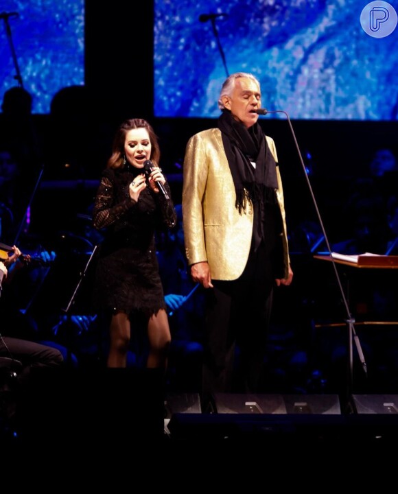 Sandy tem rodado o Brasil ao lado do tenor italiano Andrea Bocelli em uma série de apresentações