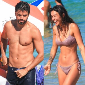 Rodrigo Simas, Bruno Gissoni e Yanna Lavigne foram à praia juntos neste sábado, 15 de junho de 2024
