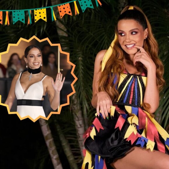 Maiara valoriza cintura em vestido junino curto colorido e Anitta faz pedido para 2025. Veja!