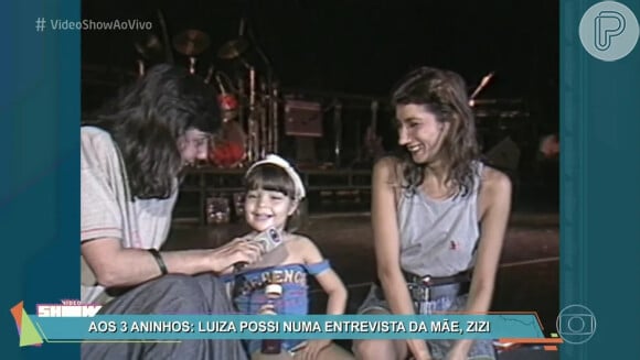 Com 3 anos, Luiza Possi deu uma entrevista ao lado da mãe, Zizi Possi, na TV Globo
