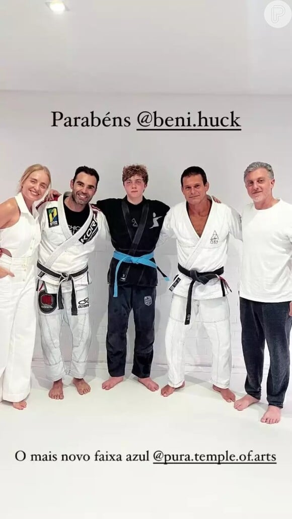 Nesta semana, Benício Huck foi promovido para a faixa azul no jiu-jitsu