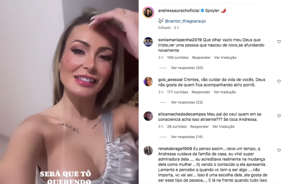 Internautas detonaram Andressa Urach nos comentários e ainda notaram um possível semblante vazio na modelo