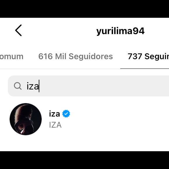 Yuri Lima também segue Iza no Instagram; cantora já deu unfollow no ex