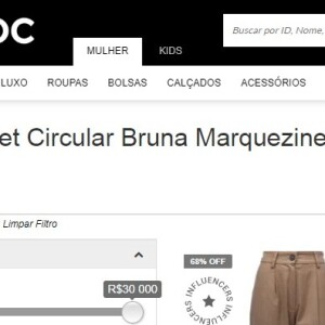 Lojinha virtual de Bruna Marquezine pode ser acessada em https://troc.com.br/lojinha/bruna-marquezine 