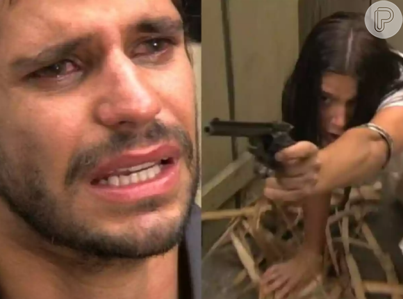 Serena (Priscila Fantin) pega arma de Guto (Alexandre Barillari) e ameaça matá-lo