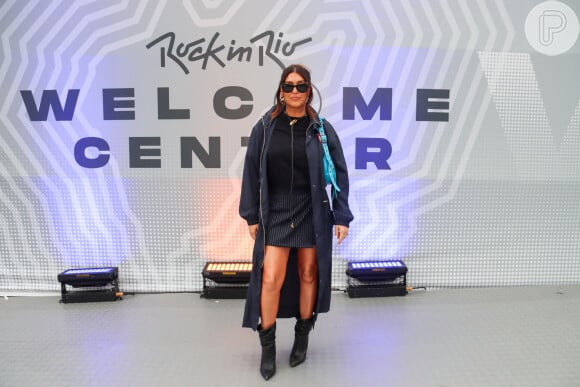 Rock in Rio 2024: Fernanda Paes Leme se destacou com um sobretudo até os pés no seu look