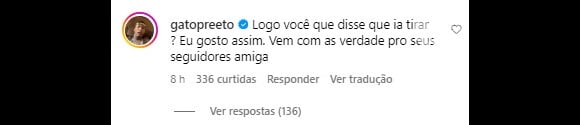 Ex de Bia Miranda, Gato Preto acusou a influencer: 'Logo você que disse que ia tirar? Eu gosto assim. Vem com as verdade para os seus seguidores, amiga'