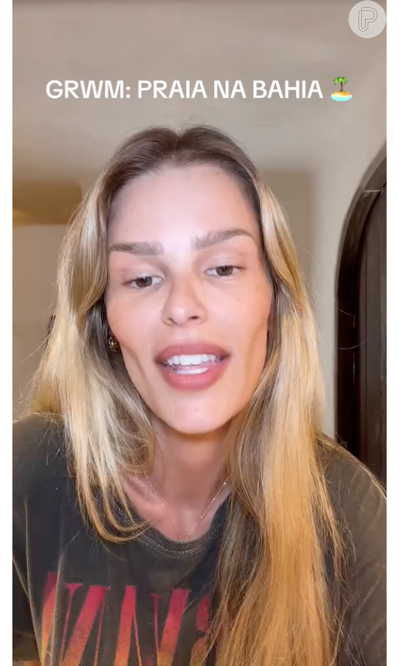 Yasmin Brunet publicou um vídeo em seu TikTok fazendo um 'arrume-se comigo' para curtir um dia de praia na Bahia