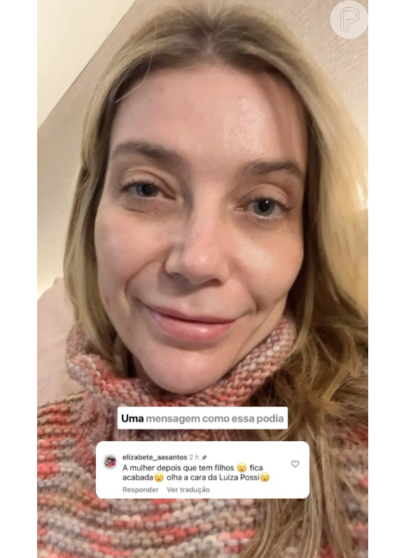 Luiza Possi gravou um vídeo sem maquiagem e filtros reagindo ao comentário polêmico