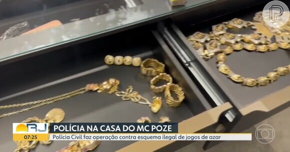 Operação policial apreendeu joias de ouro e carros avaliados em R$ 3 milhões de MC Poze do Rodo