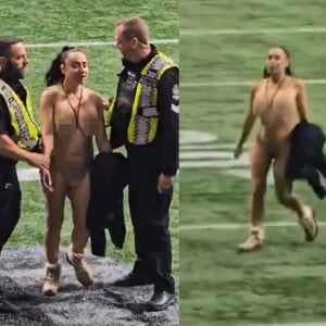 Com príncipe Harry na plateia, mulher nua corre em campo durante a Grey Cup e deixa jogadores sem jeito. Veja!