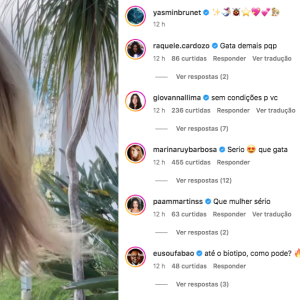 Além dos fãs e ex-BBB's, quem marcou presença em elogios para Yasmin Brunet foi a atriz Marina Ruy Barbosa