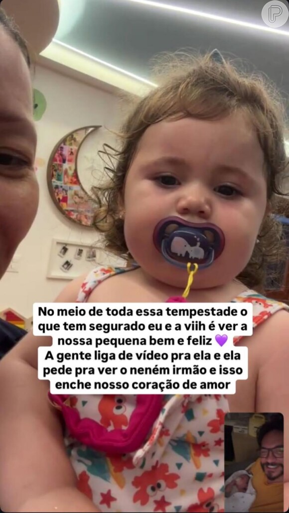 Na tarde desta quarta-feira (04), Eliezer publicou alguns registros da filha em seus stories.