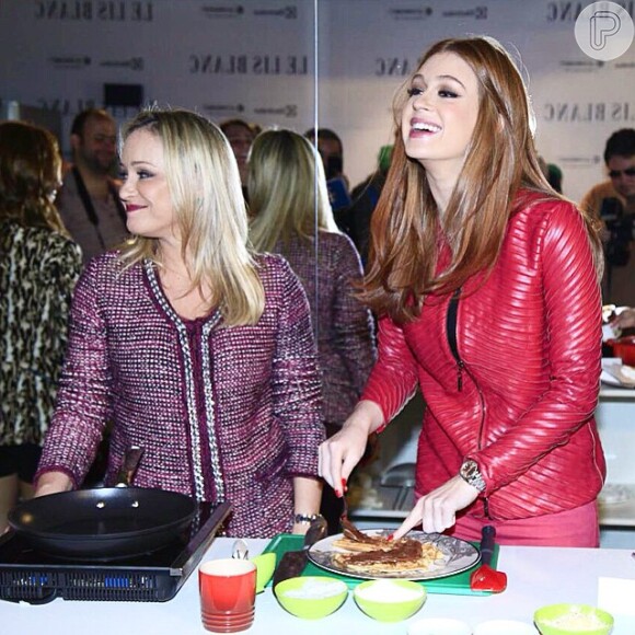 Marina Ruy Barbosa e a mãe, Geoconda, preparam um crepe de maçã verde com Nutella