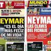 A ida de Neymar para o Barcelona ganhou as capas dos jornais espanhóis