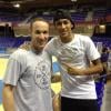 Neymar também tirou uma foto com o armador brasileiro Marcelinho Huertas, do time de basquete do Barcelona. Os dois se encontraram quando o atacante dava uma volta para conhecer as instalações do FC Barcelona