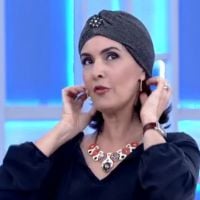 Fátima Bernardes experimenta turbante no 'Encontro' e aprova visual: 'Ficou bom'