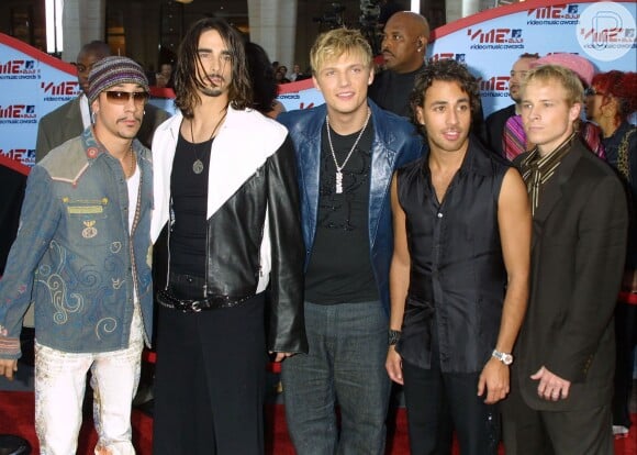 Backstreet Boys participa do MTV Video Music Awards em 2001, em Nova York, nos Estados Unidos