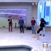 Fátima Bernardes mostrou não ter habilidade ao chutar bola durante o 'Encontro'