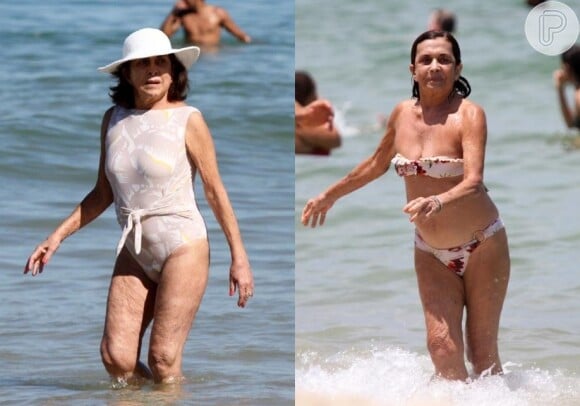 Betty Faria foi criticada por alguns e elogiada por outros ao exibir biquini em uma praia carioca nesta última semana