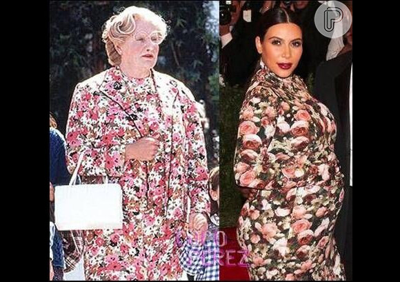 Robin Williams publicou em seu Twitter uma montagem brincando com o vestido que Kim Kardashian usou no MET Gala com o que o ator usou no filme 'Uma Babá Quase Perfeita'
