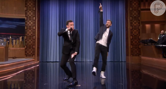 Jimmy Fallon e Justin Timberlake cantaram um medley de raps no 'Tonight Show with Jimmy Fallon', nesta quarta-feira, 09 de setembro de 2015
