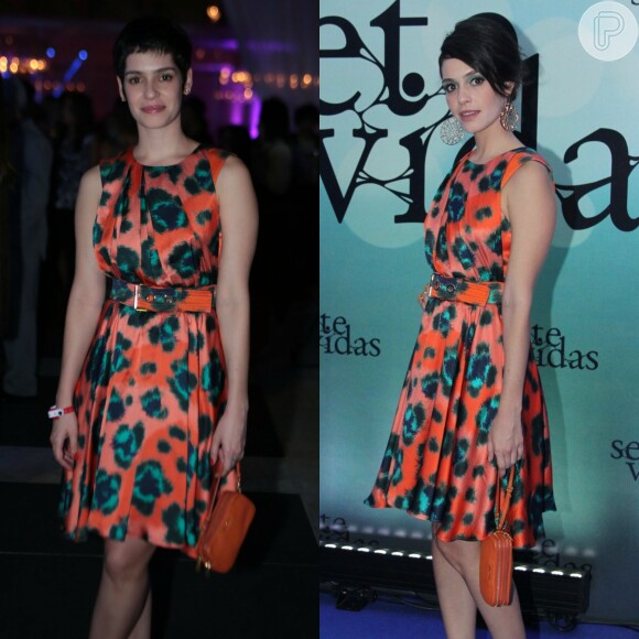 Maria Flor já havia usado o mesmo vestido e bolsa na festa de lançamento da novela 'Sete Vidas', em fevereiro de 2015