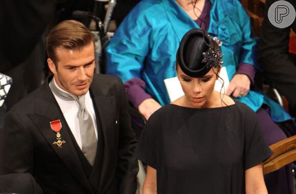 David Beckham e a esposa, Victoria, no casamento de William e Kate