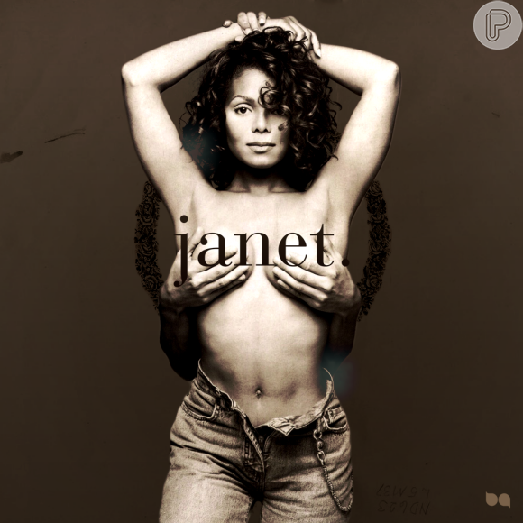 No disco 'Janet', de 1993, a irmã de Michael Jackson aparece apenas de calça jeans, com direito a várias fotos de topless no ensaio