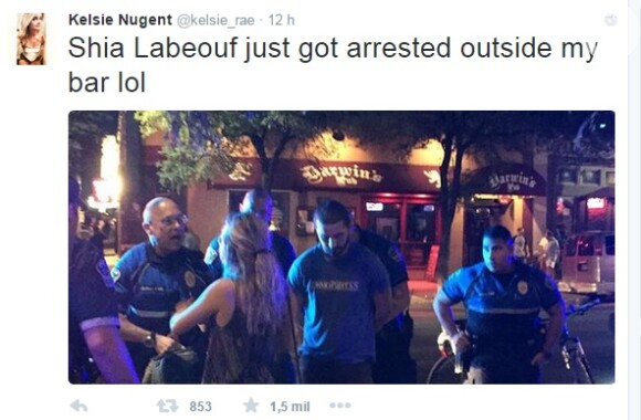 A foto do ator sendo preso foi postada pela dona do restaurante em que tudo aconteceu. 'Shia LaBeouf acaba de ser preso fora do meu bar', escreveu. Em comunicado enviado à CNN, o Departamento de Polícia de Austin afirmou que não dará mais detalhes do caso