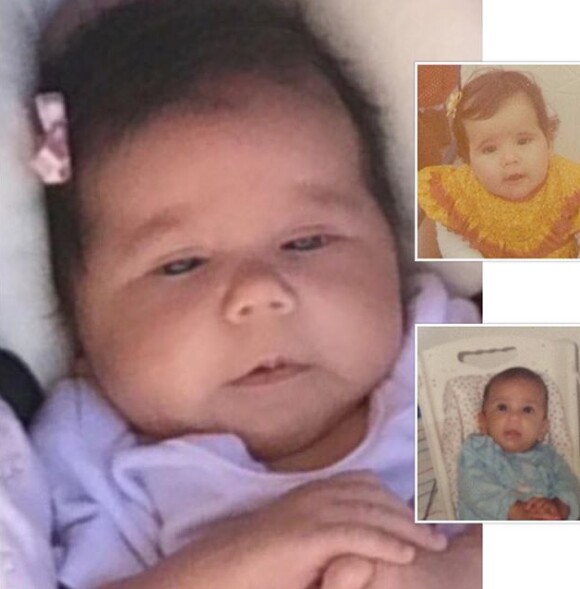 Deborah Secco fez uma montagem nesta terça-feira, 12 de janeiro de 2016, e comparou o rosto da filha, Maria Flor, com o seu e o do marido, Hugo Moura, quando eles eram bebês